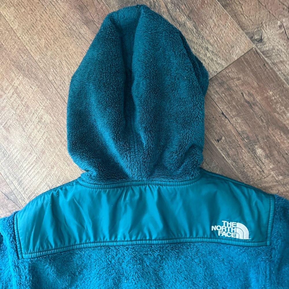 The North Face fleece full zip jacket w/hood women’s Sz S beautiful dark teal - Picture 15 of 16